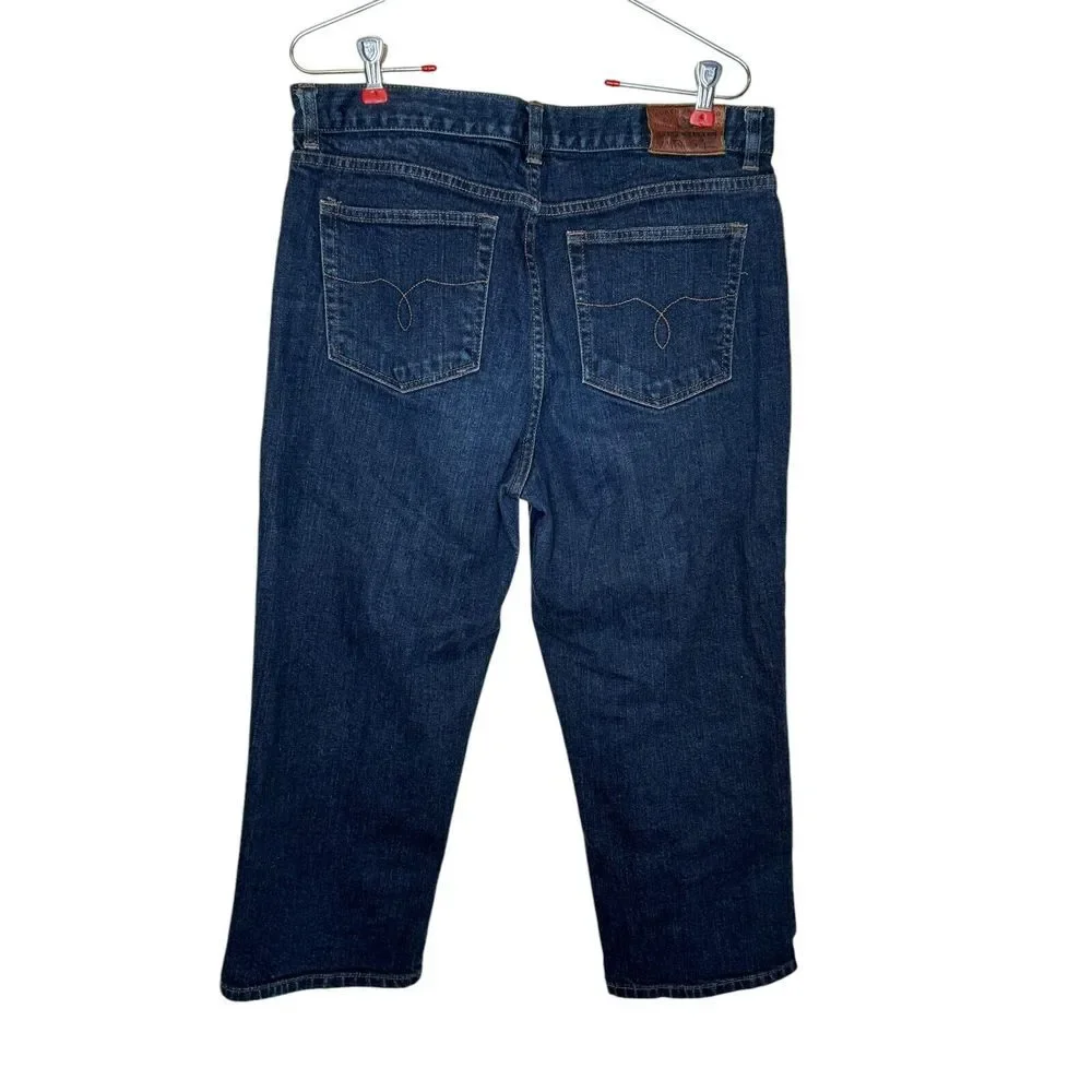 Lauren Jeans Co. Women's Jeans Classic Mid-Calf‎ Cropped High-Rise Denim Blue 32